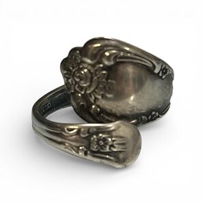 Vintage Spoon Silver Floral Ring